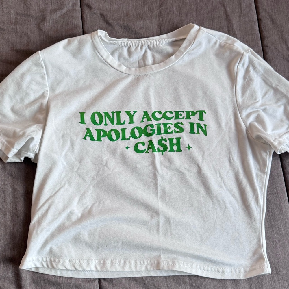 Dolls Kill White Tee with Green Print